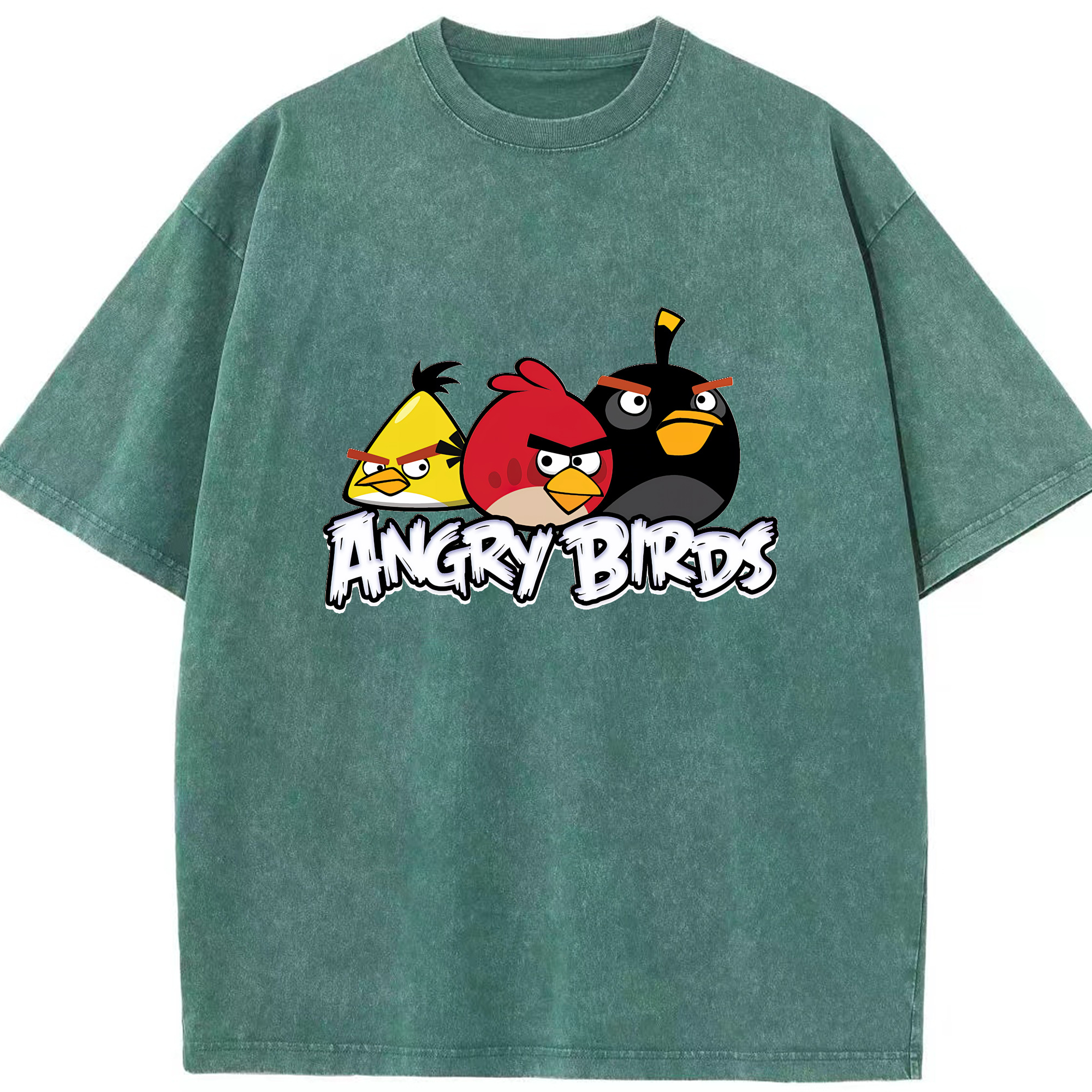 （画像用） Angry Birds アングリーバード 綿100% ヴィンテージ風 半袖Tシャツ（フロントプリント）